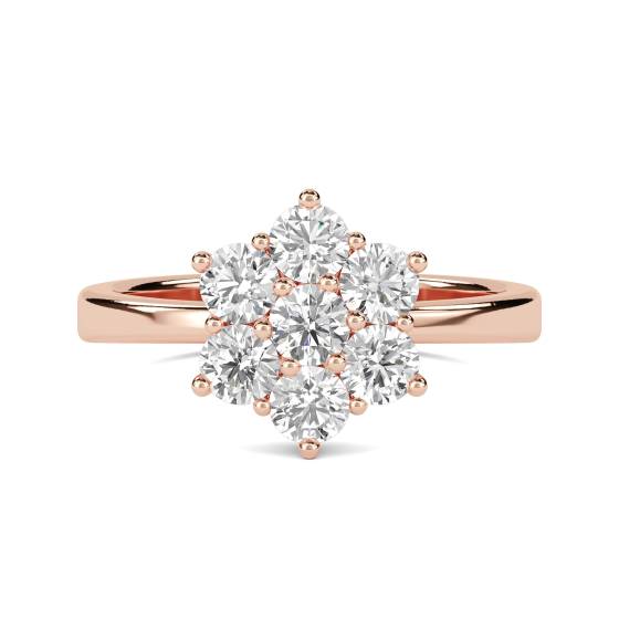 Elegant Round Diamond Flower Cluster Ring