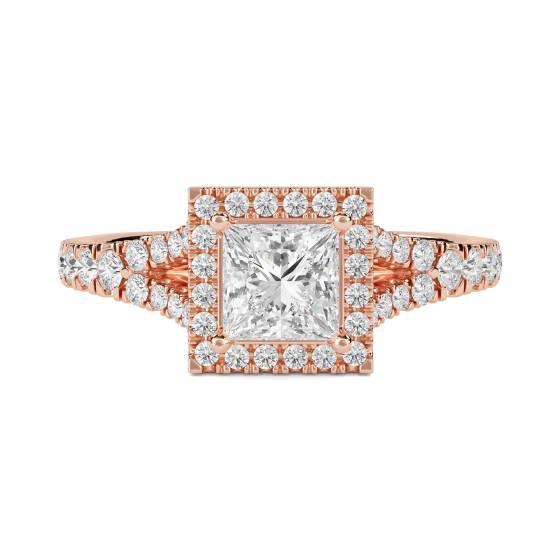 Princess Diamond Single Halo Shoulder Set Ring
