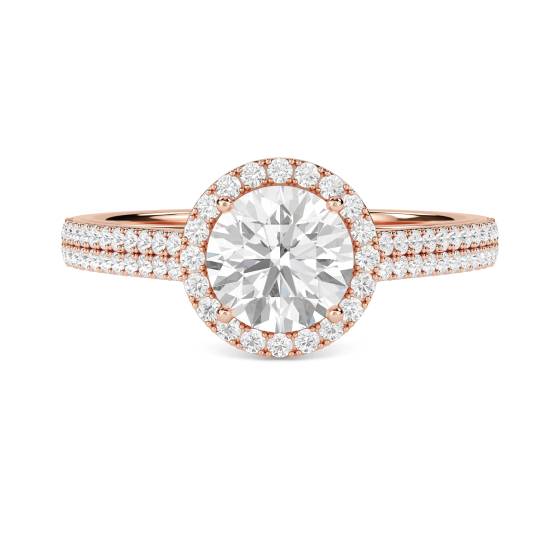Round Diamond Single Halo Shoulder Set Ring