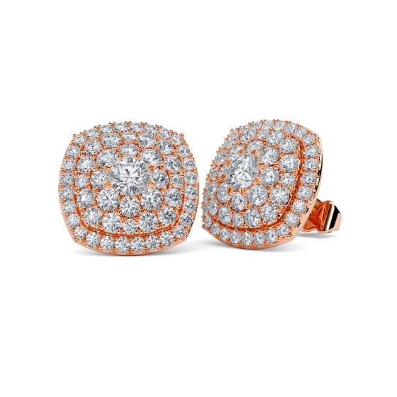 Round Diamond Cluster Earrings