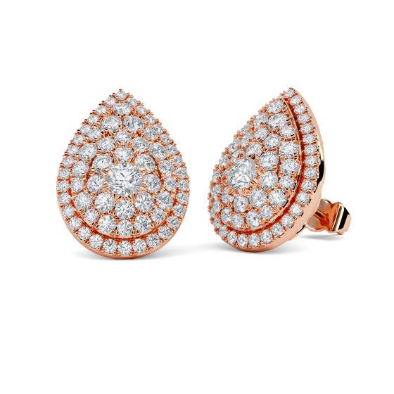 Round Diamond Cluster Earrings