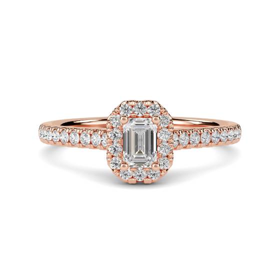 Emerald and Round Diamond Cluster Ring