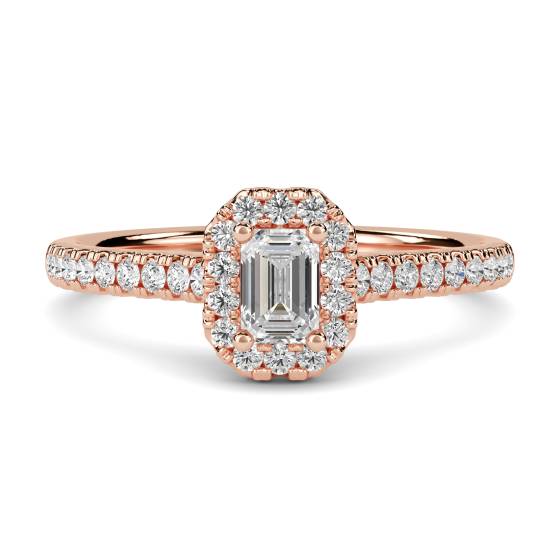 Emerald and Round Diamond Cluster Ring