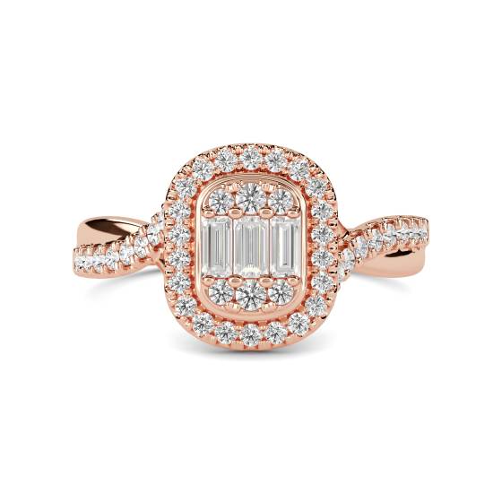 Baguette and Round Diamond Cluster Ring
