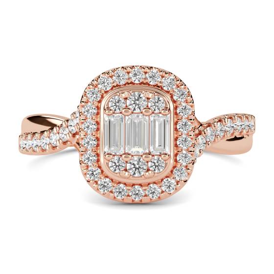 Baguette and Round Diamond Cluster Ring