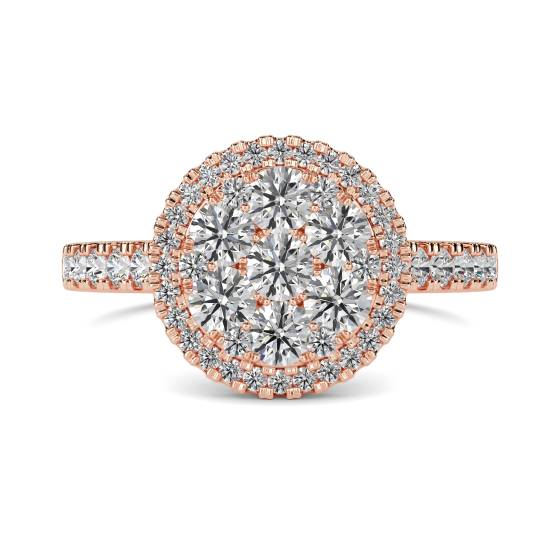 1.00ct Elegant Round Diamond Cluster Ring