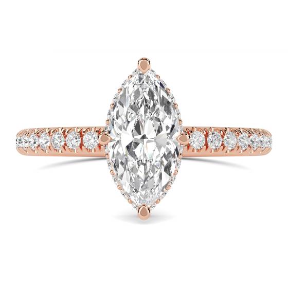 Marquise Diamond Hidden Halo Shoulder Set Ring