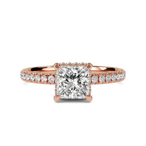 Princess Diamond Hidden Halo Shoulder Set Ring