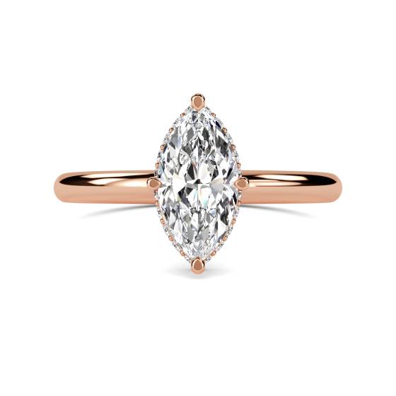 Marquise Diamond Low Set Hidden Halo Ring