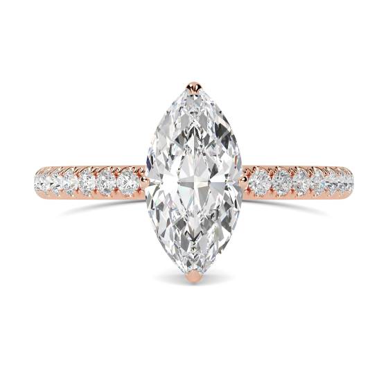 Marquise Diamond High Set Hidden Halo Shoulder Set Ring