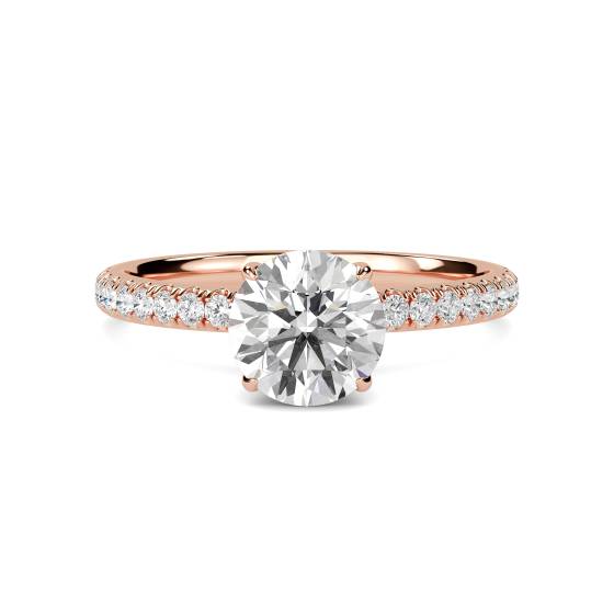 Round Diamond High Set Hidden Halo Shoulder Set Ring
