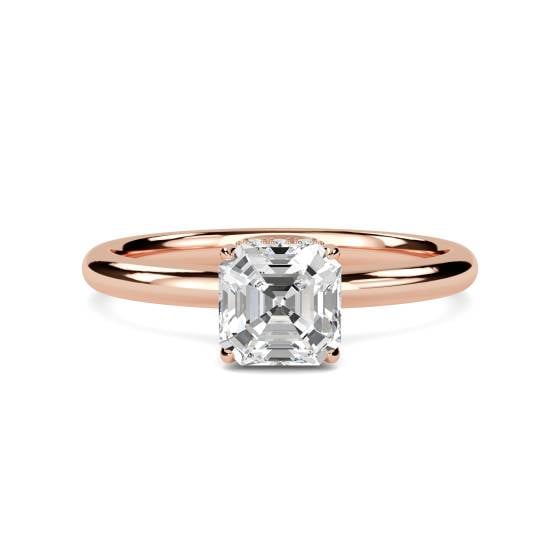 Asscher Diamond Hidden Halo Ring