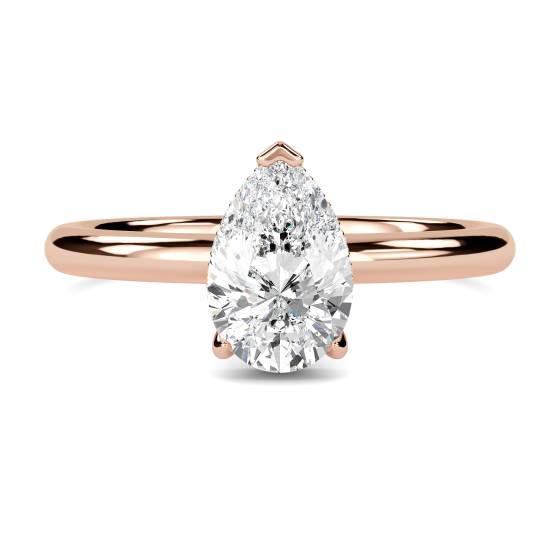 Pear Diamond Hidden Halo Ring