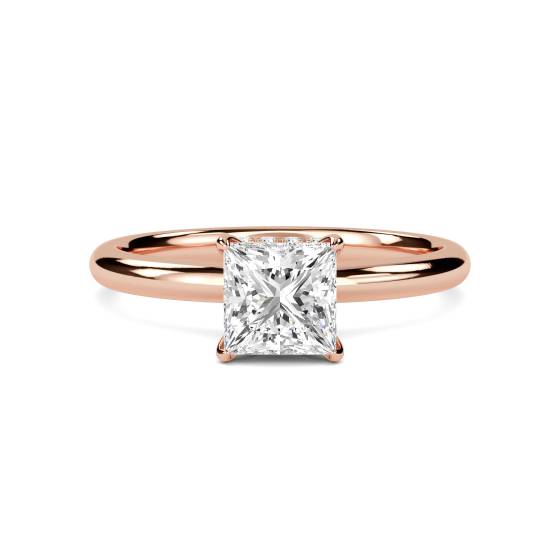 Princess Cut Hidden Halo Ring