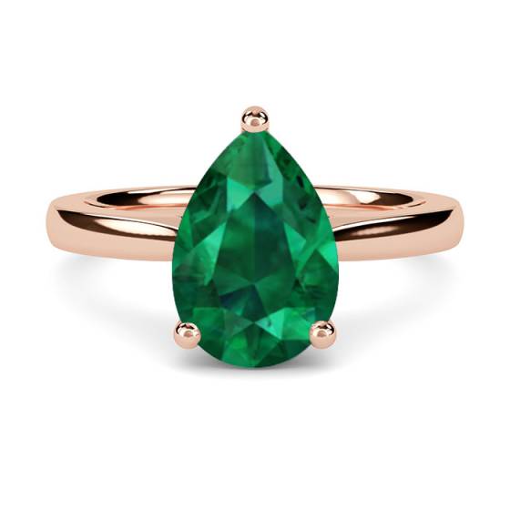 Fancy Emerald Green Pear Diamond Solitaire Ring