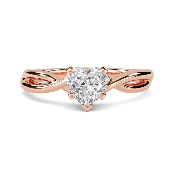Modern Intertwined Heart Diamond Engagement Ring