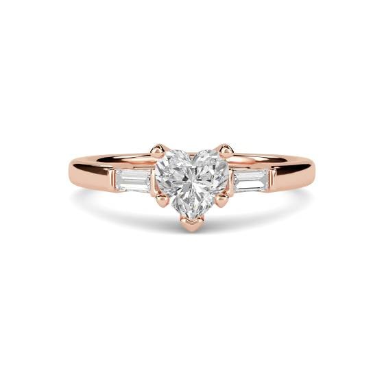 Modern Heart and Baguette Diamond Trilogy Ring
