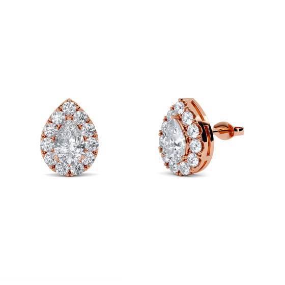Pear Diamond Single Halo Earrings