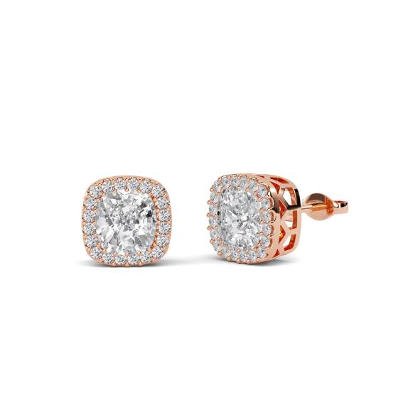 Cushion Diamond Single Halo Earrings