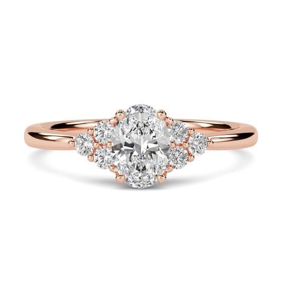 Oval Diamond Side Stone Cluster Ring