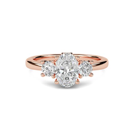 Oval and Round Diamond Trilogy Ring