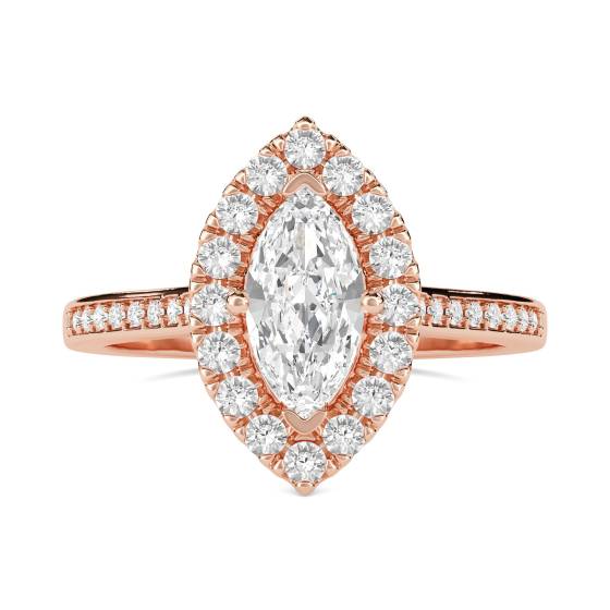 Marquise Diamond Single Halo Shoulder Set Ring