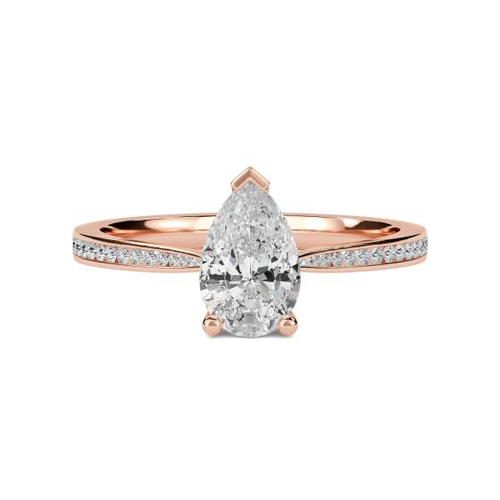 Pear Diamond Shoulder Set Ring