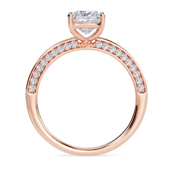 Unique Princess and Round Diamond Engagement Ring