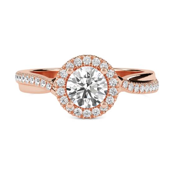 Round Diamond Single Halo Infinity Shoulder Set Ring