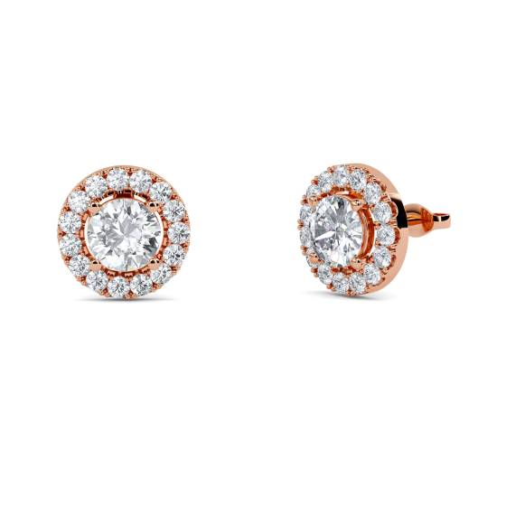 Round Diamond Single Halo Earrings