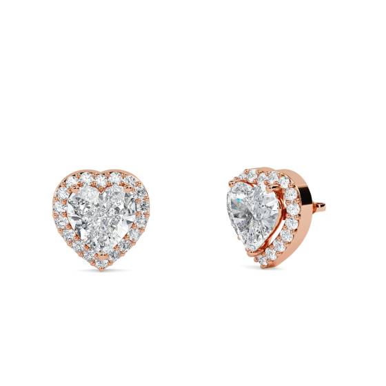 Heart Diamond Single Halo Earrings