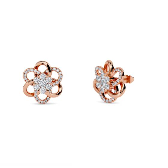 Round Diamond Designer Flower Earrings