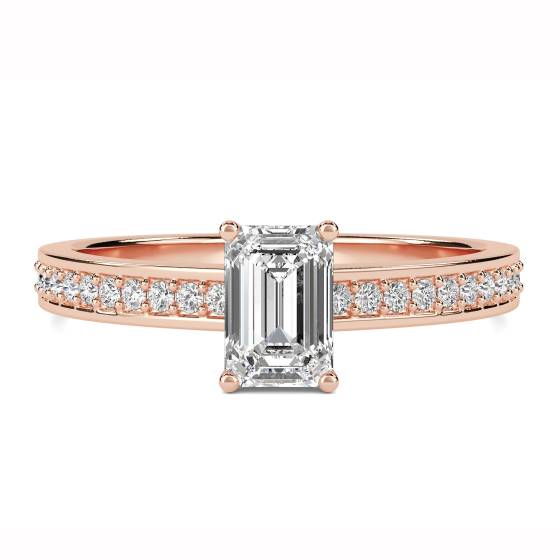 Emerald Diamond Shoulder Set Ring