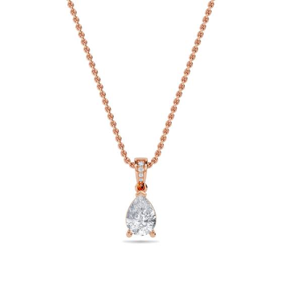 Classic Pear and Round Diamond Solitaire Pendant