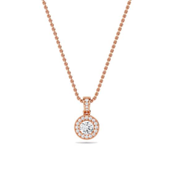 Round Diamond Single Halo Pendant