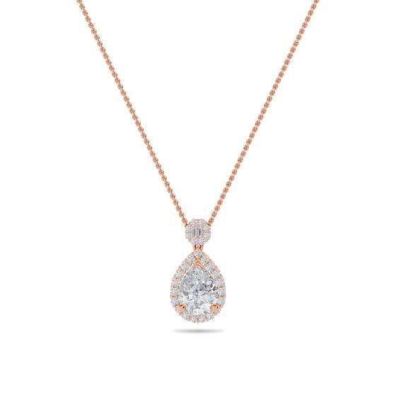 Pear Diamond Single Halo Pendant