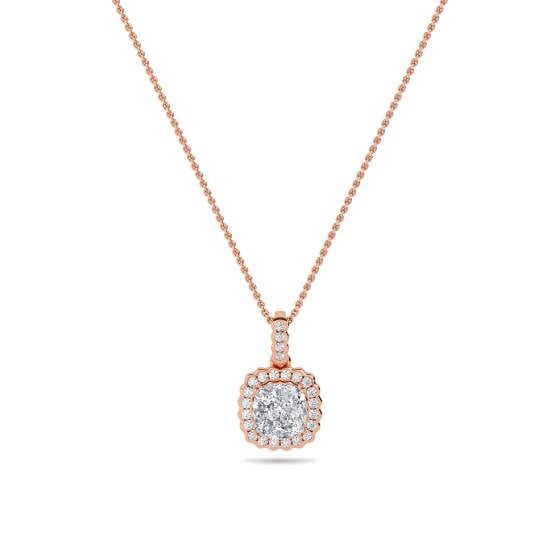 Cushion Shaped Diamond Single Halo Pendant