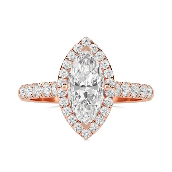 Marquise Diamond Single Halo Shoulder Set Ring