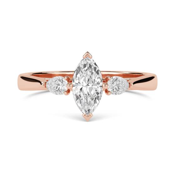 Unique Marquise and Pear Diamond Trilogy Ring