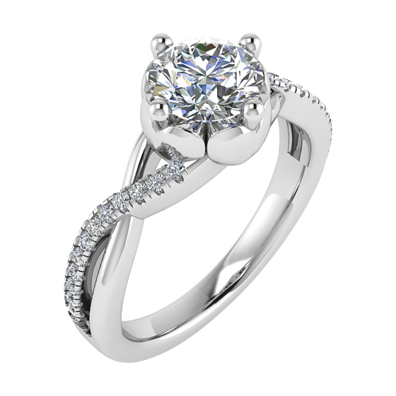 Infinity Twist Round Diamond Engagement Ring