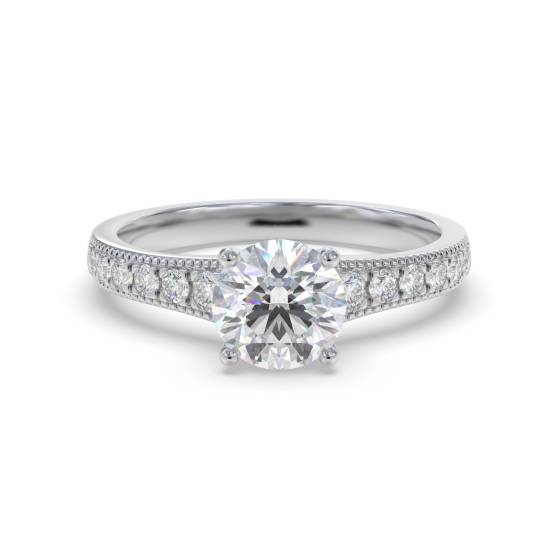 Round Diamond Shoulder Set Engagement Ring
