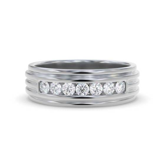 6.5mm Mens Round Diamond Ring