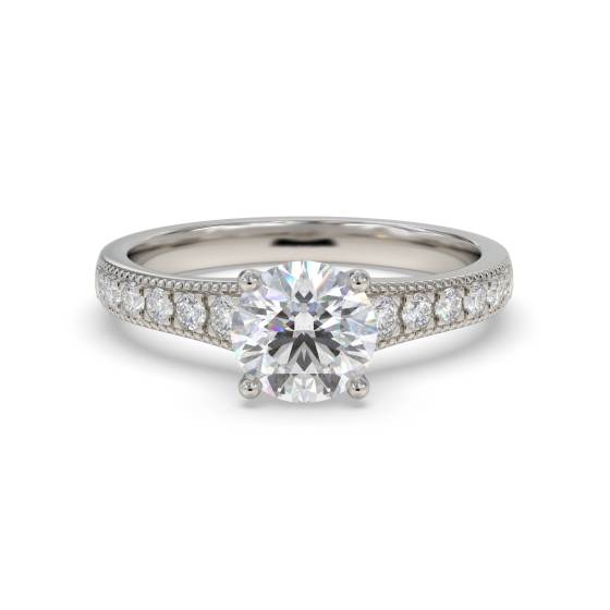 Round Diamond Shoulder Set Engagement Ring