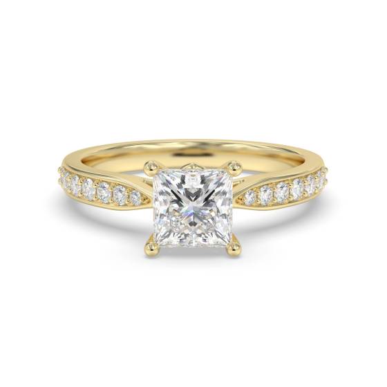 Princess Diamond Shoulder Set Engagement Ring