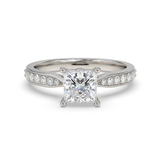 Princess Diamond Shoulder Set Engagement Ring