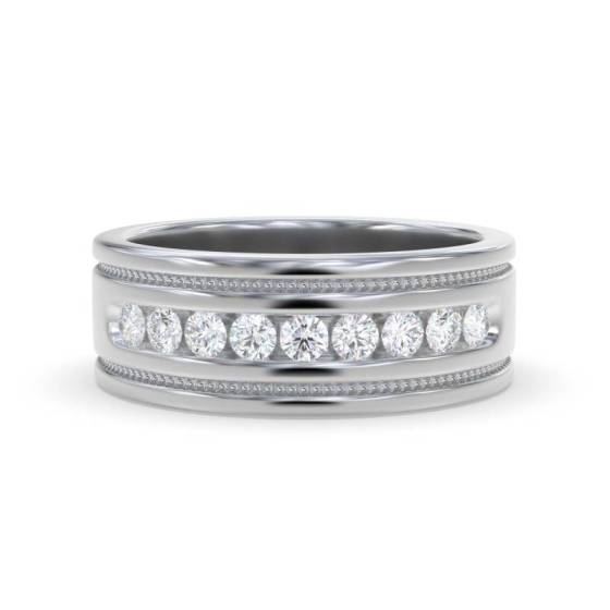 7.5mm Mens Round Diamond Ring