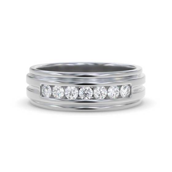 6.5mm Mens Round Diamond Ring