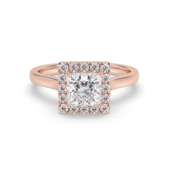 Princess Diamond Halo Engagement Ring