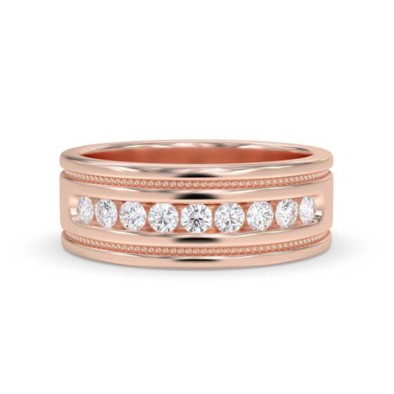 7.5mm Mens Round Diamond Ring