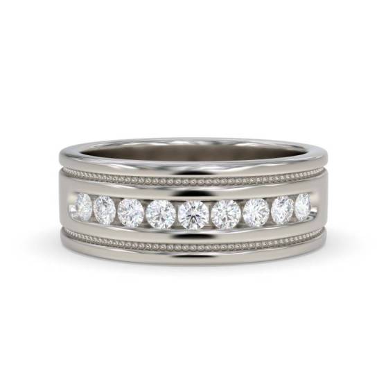 7.5mm Mens Round Diamond Ring